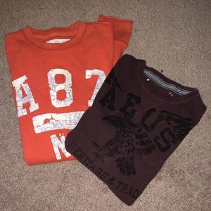AP & AEO BUNDLE (AEROPOSTALE & AMERICAN EAGLE) LONG SLEEVE WAFFLE SHIRT Sz.S